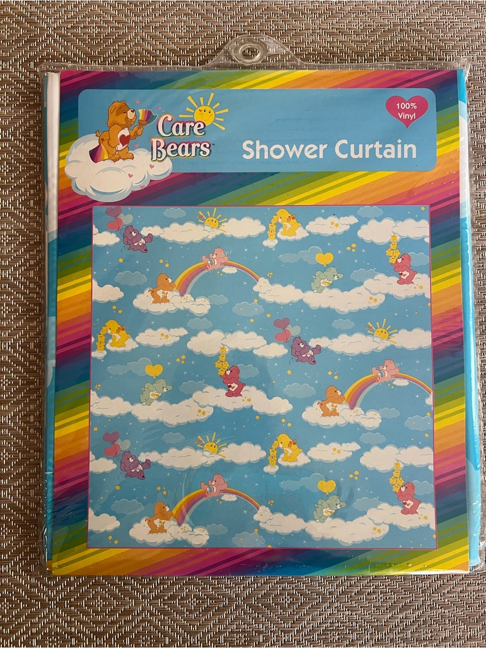 Care Bears Shower Curtain Viny! Cloud Rainbow Stars Vintage
2003 Jay Franco New